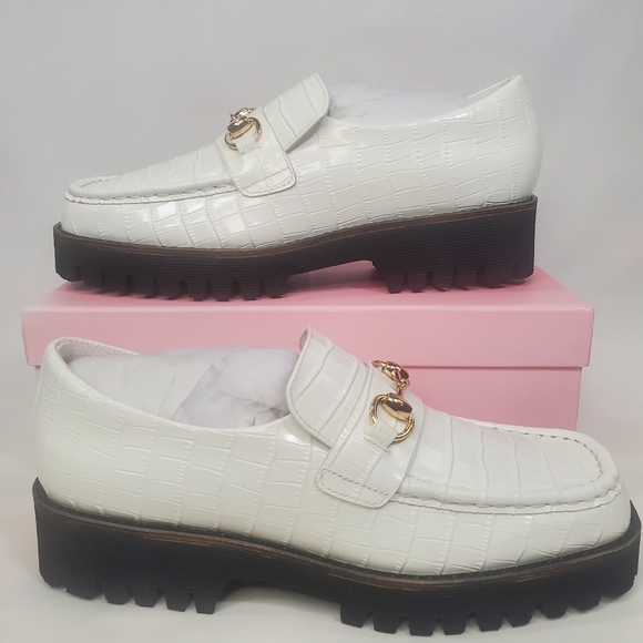 Intentionally Blank HK2 Women's Croc Leather Loafer | White | NIB | PICK SIZE - Picture 2 of 11